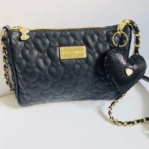 Crossbody Bag Betsey Johnson Black Sequin Heart
